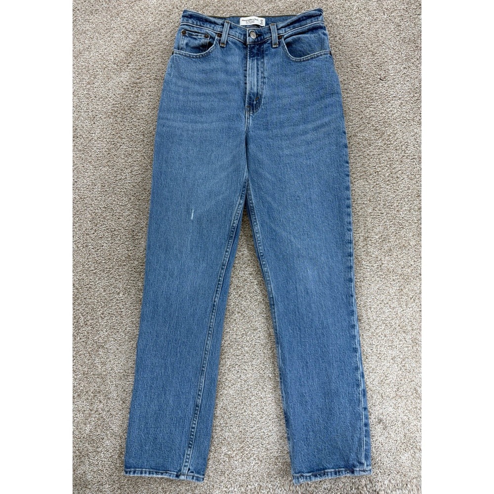 Abercrombie & Fitch Curve Love The 90s Straight Ultra HR Jeans 25/0 Blue Stretch